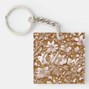 Elegante  terracotta boho bloem sleutelhanger