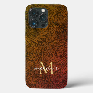 Elegante Terracotta Boho Botanisch Patroon Monogra iPhone 13 Pro Hoesje