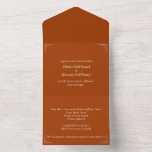 Elegante Terracotta bruiloft - Aanpassen met RSVP All In One Uitnodiging