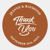 Elegante terracotta bruiloft dank u gunst ronde sticker (Voorkant)