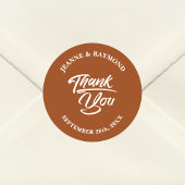 Elegante terracotta bruiloft dank u gunst ronde sticker