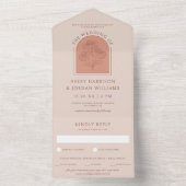 Elegante Terracotta Coneflower Botanische bruiloft All In One Uitnodiging (Binnen)