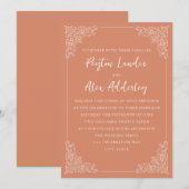 Elegante  Terracotta Cream Wedding Kaart (Voorkant / Achterkant)