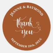 Elegante terracotta dank u bruiloft gunst ronde sticker (Voorkant)