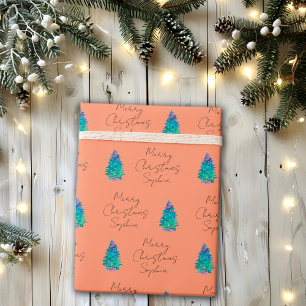 Elegante Terracotta Douane Kerstboom  Cadeaupapier