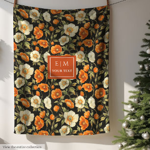 Elegante terracotta en salie groene bloemendeken fleece deken
