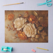 Elegante terracotta en witte rozen koperbloemen tissuepapier (Craft)