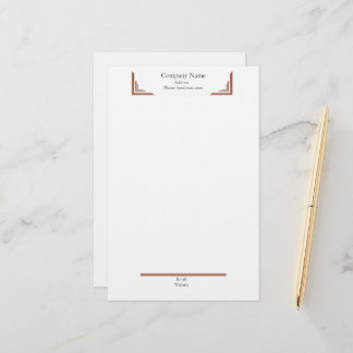 Elegante Terracotta Hoek— met Footer Briefpapier