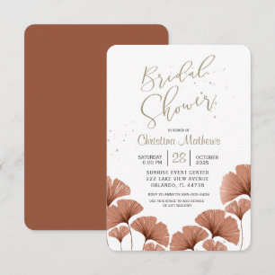 Elegante Terracotta Loof Bruidsfeest Kaart
