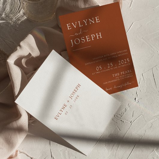 Elegante terracotta minimalistische boho moderne b kaart