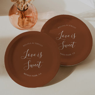 Elegante terracotta minimalistische kalligrafie br papieren bordje