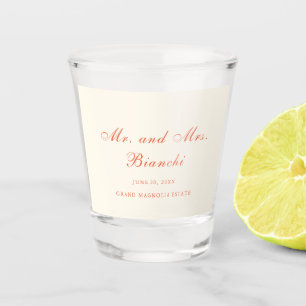 Elegante Terracotta Moderne Klassieke Bruiloft Shot Glas