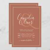 Elegante Terracotta Monochrome Klassieke Trouwdag Kaart (Voorkant / Achterkant)