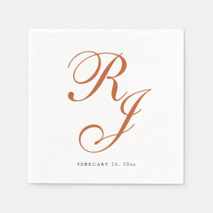 Elegante Terracotta Monogram Bruiloft Servetten