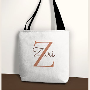 Elegante Terracotta Monogram Initiaal Z Aangepaste Draagtas