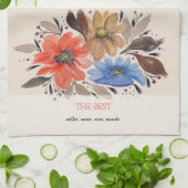 Elegante Terracotta Pastel Waterverf Bloemen Theedoek (Gevouwen)