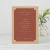 Elegante terracotta trouwceremonie planning programma (Staand voorkant)