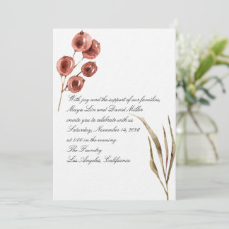 Elegante Terracotta Watercolor Trouwuitnodiging Kaart