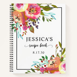 Elegante Terracotta Waterverf Bloemendouche Recept Notitieboek