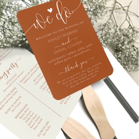 Elegante terracotta We doen bruiloft programma han Handwaaier