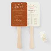 Elegante terracotta We doen bruiloft programma han Handwaaier (Voorkant en achterkant)