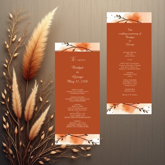 Élégante terre cuite Floral Border menu & programm