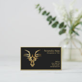 Elégante tête de dragon d'or sur Carte de visite n (Debout devant)