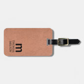 Elegante textuur bruin zwart vet monogram bagagelabel (Voorkant horizontaal)