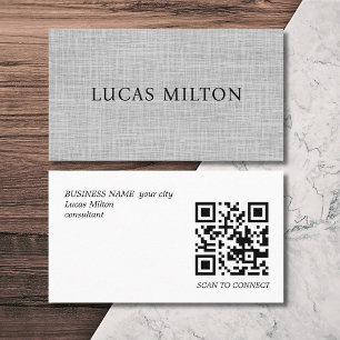 Elegante Textuur Grijs QR Code Consultant Visitekaartje