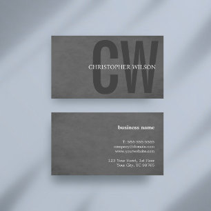 Elegante textuur grijs vet monogram consultant visitekaartje
