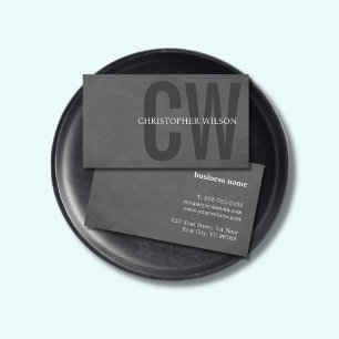 Elegante textuur grijs vet monogram consultant visitekaartje