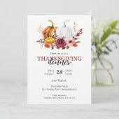 Elegante Thanksgiving Diner bloemenpompoen Kaart (Staand voorkant)