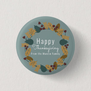 Elegante Thanksgiving Peer Krans Illustratie Ronde Button 3,2 Cm