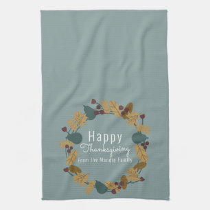 Elegante Thanksgiving Peer Krans Illustratie Theedoek