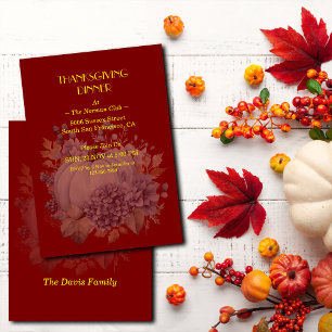 Elegante Thanksgiving Pompoen Bloem Dinner Aangepa Kaart