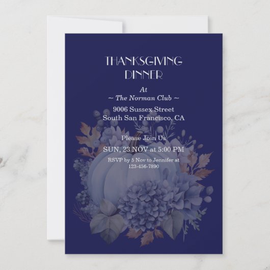 Elegante Thanksgiving Pompoen Bloemendiner Custom Kaart (Voorkant)