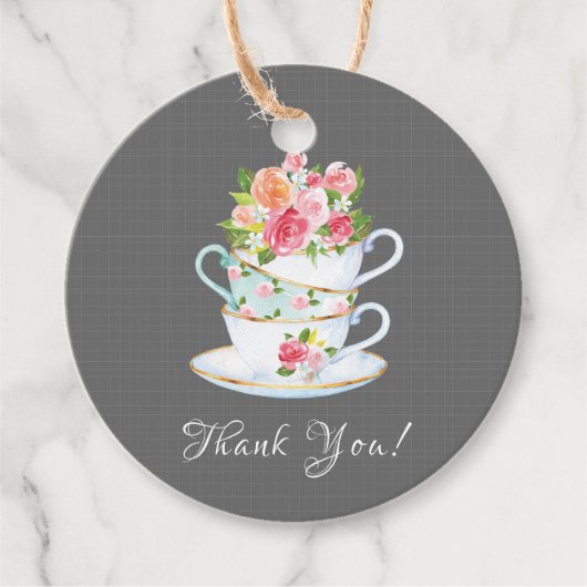 Elegante Theebruidssluitingsfeest Favor Cadeautag Bedankjes Labels (Voorkant)