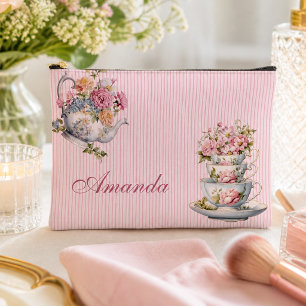 Elegante Theekoper & theepot met bloemenprint Naai Etui