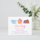 Elegante Theekopjes Taartjes Baby Shower Uitnodigi Kaart (Staand voorkant)