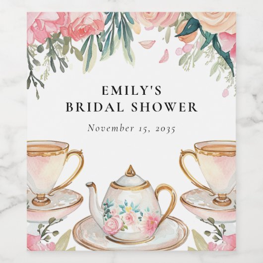 Elegante Theepartij Bruidsmeisjes Bruiloft Wijn Etiket (Enkel label)