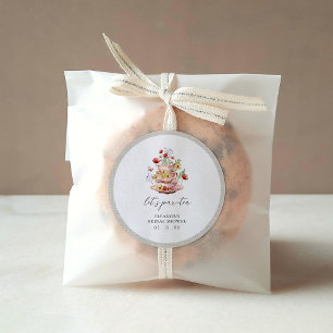 Elegante Theepartij met Wilde Bloemen Bruidsbruilo Ronde Sticker