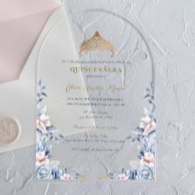 Elegante Tiara Gold Blue rozen Quinceañera