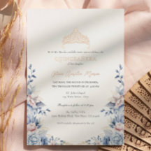 Elegante Tiara Goud Blauwe rozen Quinceañera