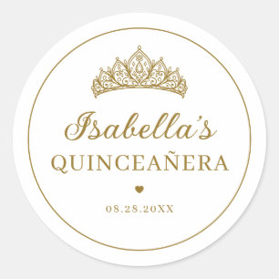 Elegante Tiara Quinceañera Ronde Sticker