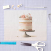 Elegante Tier Blush Bloemen Bruiloft Taart Bakkeri Tissuepapier (Craft)