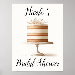 Elegante Tiers Witte Bloem Cake Bakkerij Keuken Poster