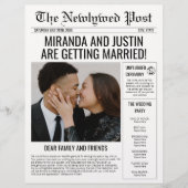 Elegante tijdlijn in krantenstijl huwelijksprogram flyer (Voorkant)