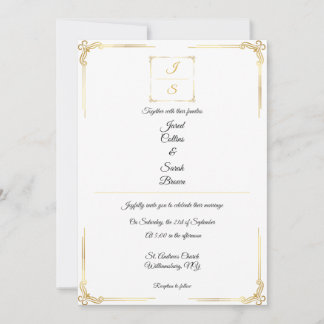 Elegante Tijdloze Formele Gouden Trouwuitnodiging Kaart