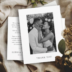 Elegante Tijdloze Trouwfoto Dankjewel Briefkaart