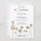 Elegante tijdloze zachte gouden bloemen minimalism kaart (Voorkant)